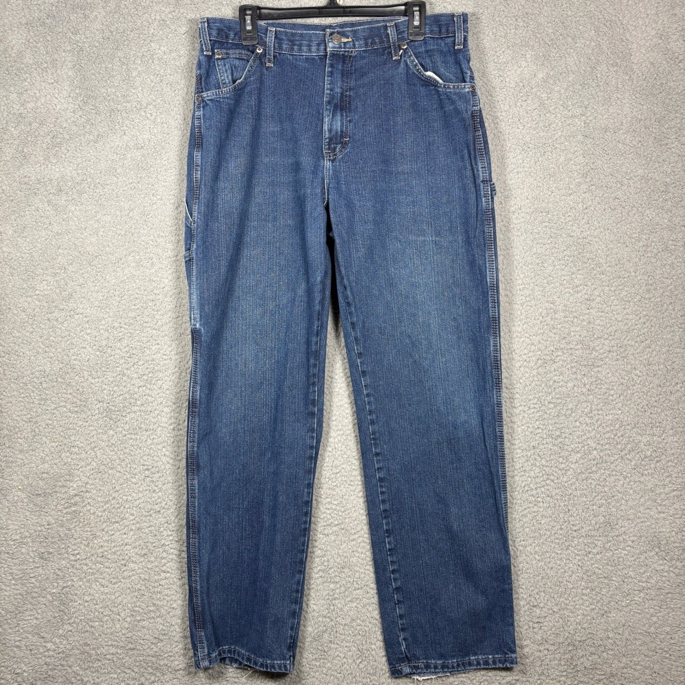 Dickies Relaxed Fit Carpenter Jeans Mens 36x34 Blue Denim Utility Work W216GF1